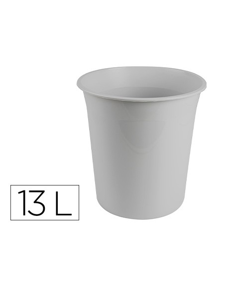 Papelera plastico q-connect gris opaco 13 litros 275x285 mm