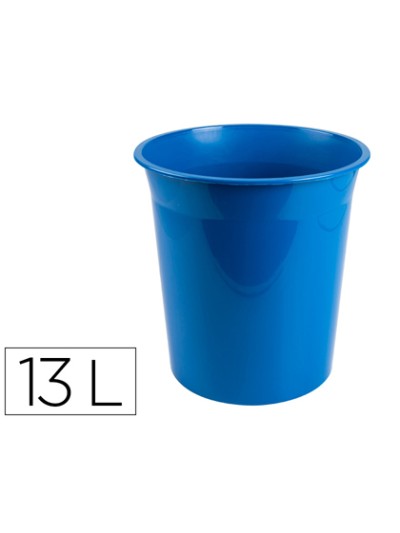 Papelera plastico q-connect azul opaco 13 litros 275x285 mm
