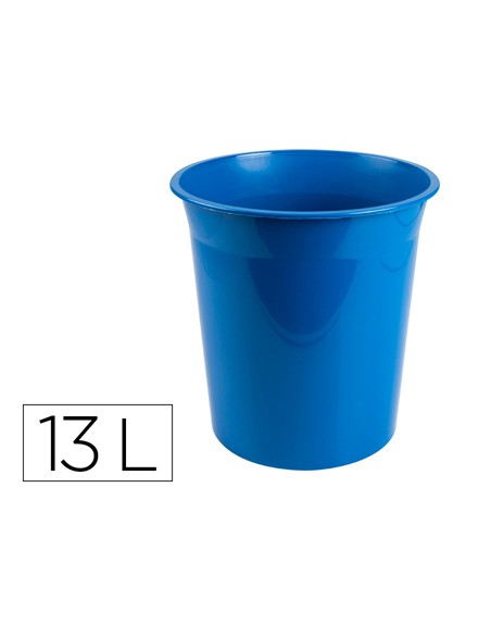 Papelera plastico q-connect azul opaco 13 litros 275x285 mm