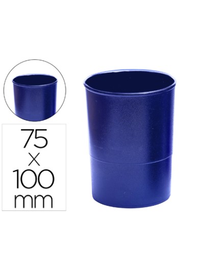 Cubilete portalapices q-connect azul opaco plastico redondo diametro 75 mm alto 100 mm