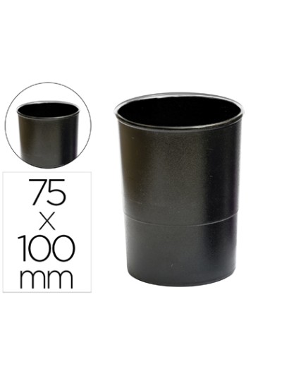 Cubilete portalapices q-connect negro opaco plastico 100% reciclado redondo diametro 75 mm alto 100 mm