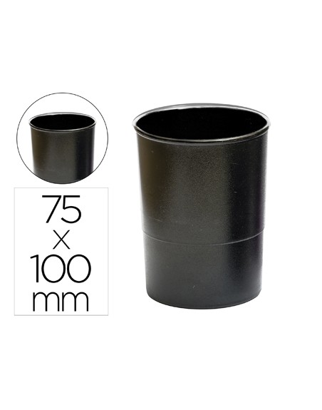 Cubilete portalapices q-connect negro opaco plastico 100% reciclado redondo diametro 75 mm alto 100 mm