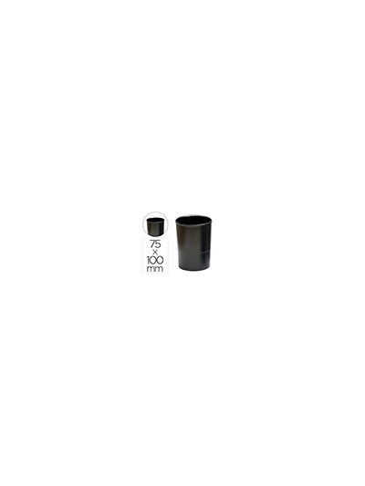 Cubilete portalapices q-connect negro opaco plastico 100% reciclado redondo diametro 75 mm alto 100 mm