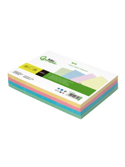 Tarjeta liderpapel para estudiar lisa cartulina de colores 170 gr/m2 160x220mm paquete de 200 unidades