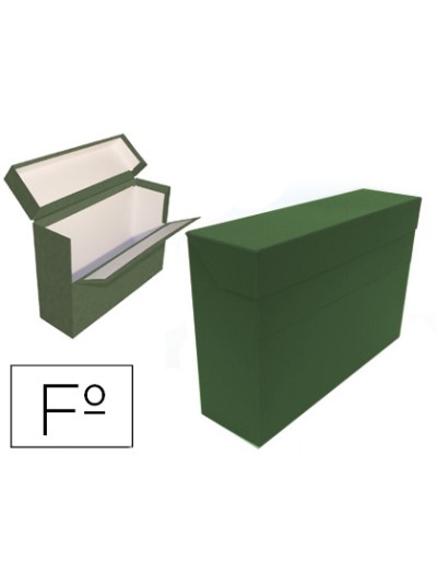 Caja transferencia mariola folio doble carton forrado geltex lomo 20 cm color verde