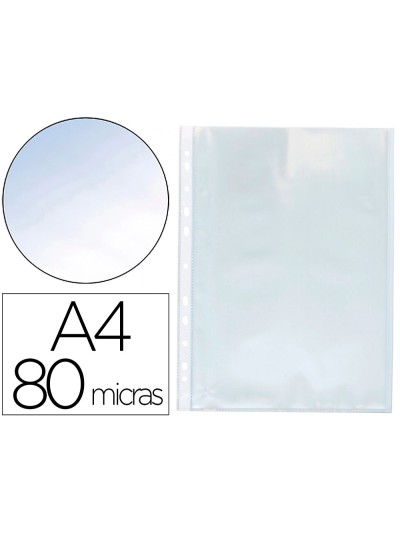 Funda multitaladro q-connect din a4 80 mc cristal caja de 1400 unidades