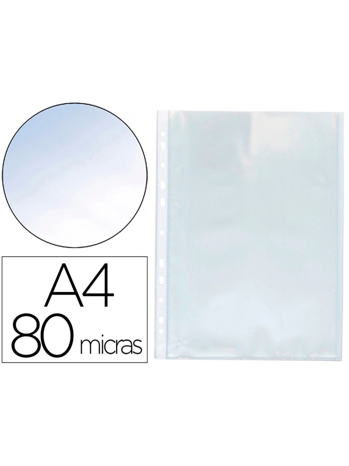 Funda multitaladro q-connect din a4 80 mc cristal caja de 1400 unidades Funda multitaladro q-connect din a4 80 mc cristal caja de 1400 unidades
