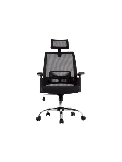 Silla de direccion q-connect ergonomica base metal respaldo alto con reposacabeza ajustable
