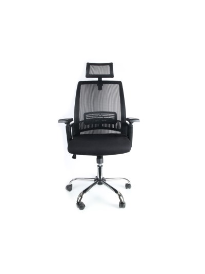 Silla de direccion q-connect ergonomica base metal respaldo alto con reposacabeza ajustable