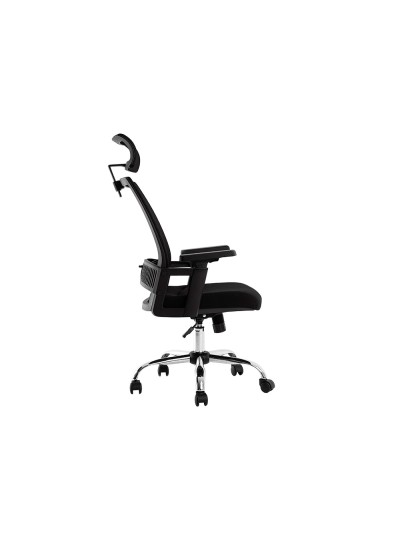 Silla de direccion q-connect ergonomica base metal respaldo alto con reposacabeza ajustable