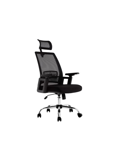 Silla de direccion q-connect ergonomica base metal respaldo alto con reposacabeza ajustable