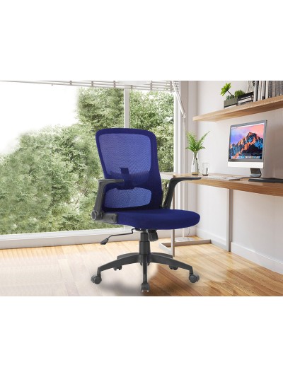 Silla giratoria q-connect base metal regulable en altura 910+75mm alto 610mm ancho 550mm profundidad azul