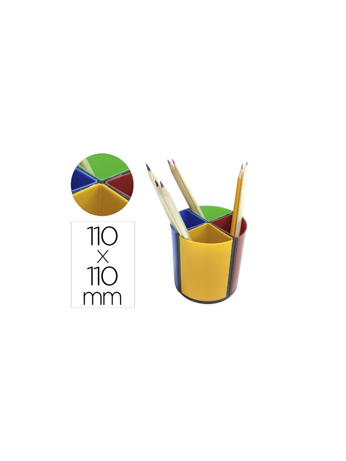 Cubilete portalapices q-connect 4 colores opacos plastico giratorio diametro 110 mm alto 110 mm Cubilete portalapices q-connect 4 colores opacos plastico giratorio diametro 110 mm alto 110 mm