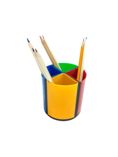 Cubilete portalapices q-connect 4 colores opacos plastico giratorio diametro 110 mm alto 110 mm