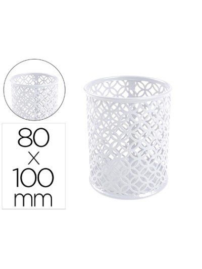 Cubilete portalapices q-connect blanco metal redondo diametro 80 mm alto 100 mm