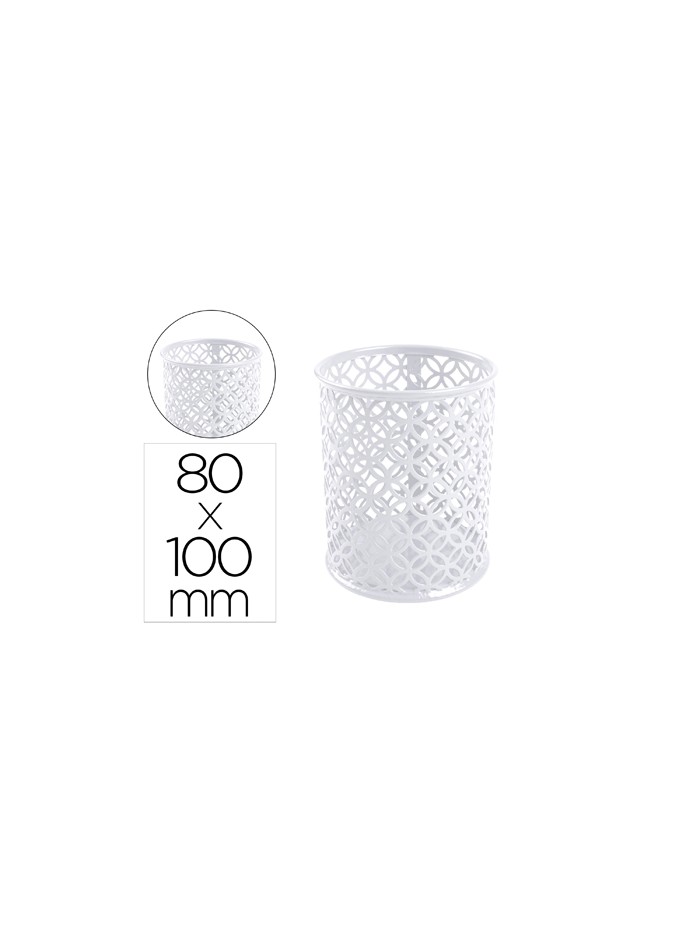 Cubilete portalapices q-connect blanco metal redondo diametro 80 mm alto 100 mm Cubilete portalapices q-connect blanco metal redondo diametro 80 mm alto 100 mm