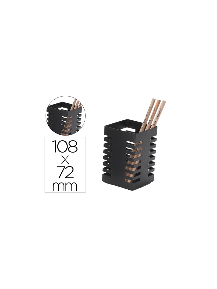 Cubilete portalapices q-connect negro metal cuadrado 72x108 mm Cubilete portalapices q-connect negro metal cuadrado 72x108 mm