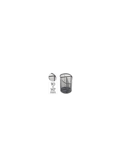 Cubilete portalapices q-connect plata metal redondo rejilla con 3 compartimentos diametro 110 mm alto 147 mm