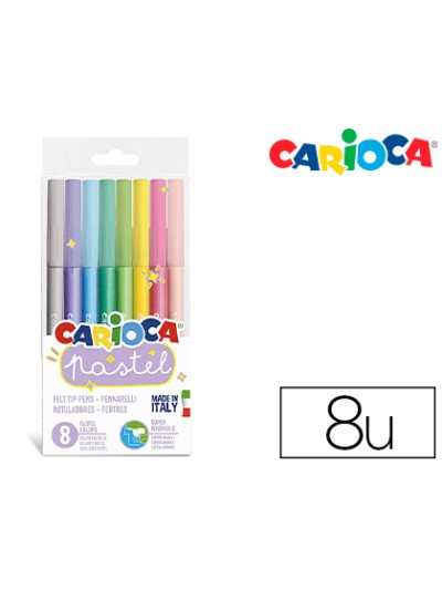 Rotulador carioca pastel blister de 8 colores surtidos