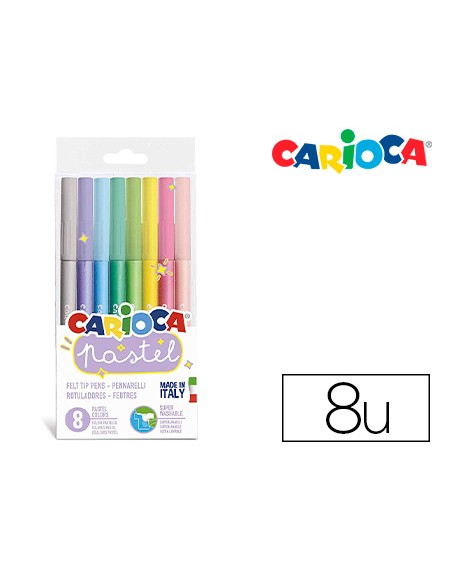 Rotulador carioca pastel blister de 8 colores surtidos
