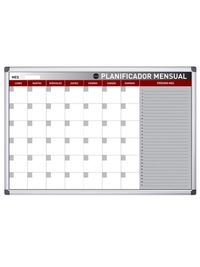 Planning magnetico bi-office mensual lacado marco aluminio rotulable 60x45 cm