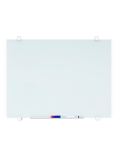 Pizarra blanca q-connect cristal magnetica marco aluminio 90x60 cm