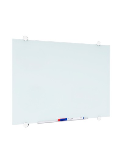 Pizarra blanca q-connect cristal magnetica marco aluminio 90x60 cm