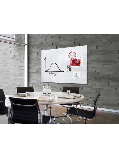 Pizarra blanca q-connect cristal magnetica marco aluminio 90x60 cm