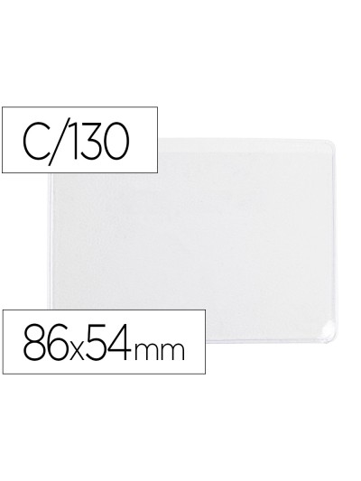 Funda portadocumento q-connect dni 130 micras pvc transparente con uñero 86x54 mm