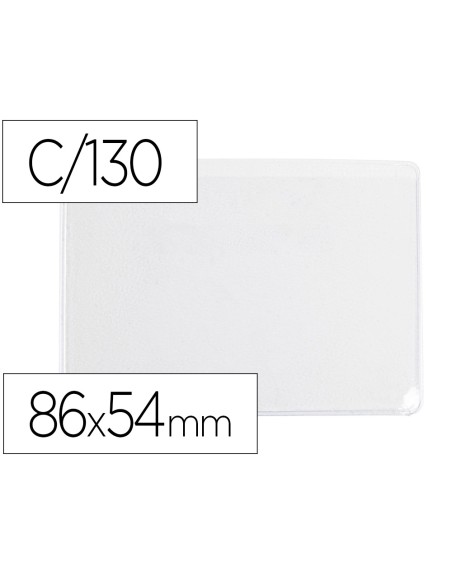 Funda portadocumento q-connect dni 130 micras pvc transparente con uñero 86x54 mm