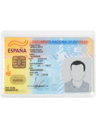 Funda portadocumento q-connect dni 130 micras pvc transparente con uñero 86x54 mm