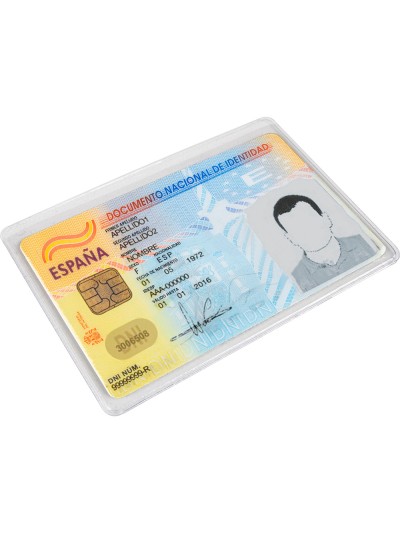 Funda portadocumento q-connect dni 130 micras pvc transparente con uñero 86x54 mm