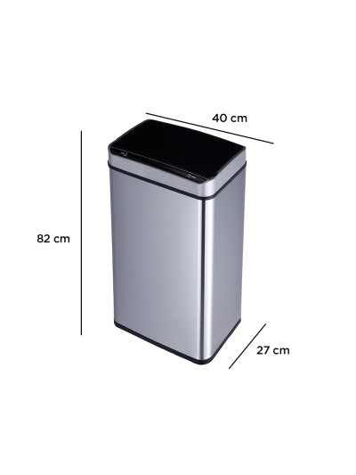 Papelera metalica q-connect con sensor automatico capacidad 80 litros 820x270x400 mm