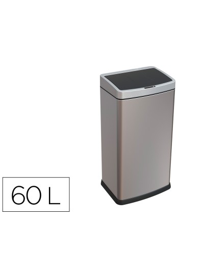 Papelera metalica q-connect con sensor automatico capacidad 60 litros 630x270x400 mm