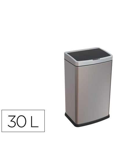 Papelera metalica q-connect con sensor automatico capacidad 30 litros 500x240x330 mm