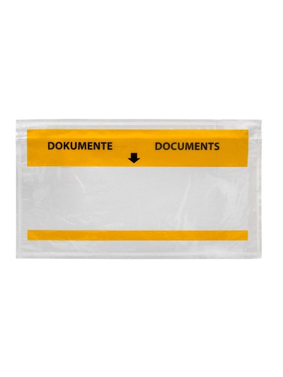 Sobre autoadhesivo q-connect portadocumentos multilingue 225x122 mm ventana totalmente transparente paquete de 1000