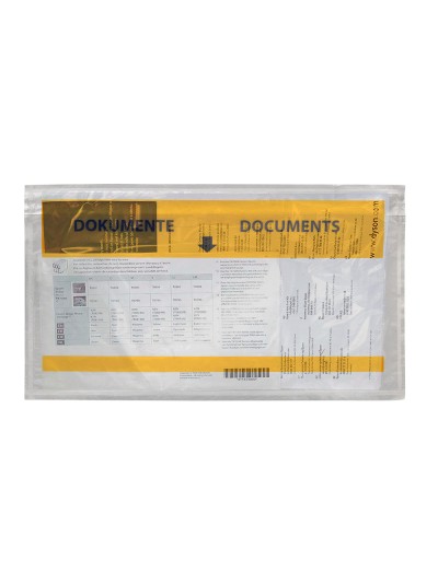 Sobre autoadhesivo q-connect portadocumentos multilingue 225x122 mm ventana totalmente transparente paquete de 1000