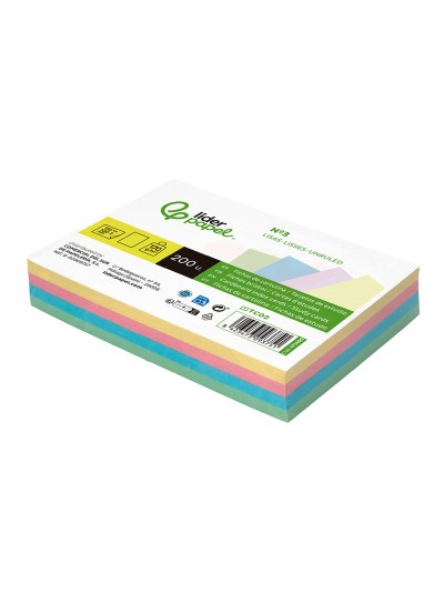 Tarjeta liderpapel para estudiar lisa cartulina de colores 170 gr/m2 100x150mm paquete de 200 unidades