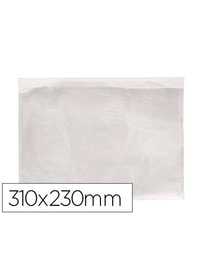Sobre autoadhesivo q-connect portadocumentos 310x230 mm ventana transparente paquete de 100 unidades
