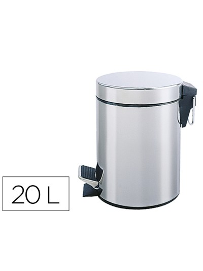 Papelera metalica q-connect con pedal cromada 43x29cm capacidad 20 litros