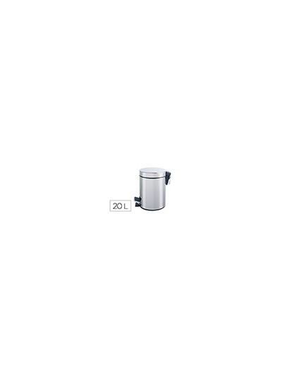Papelera metalica q-connect con pedal cromada 43x29cm capacidad 20 litros