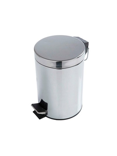 Papelera metalica q-connect con pedal cromada 25x38cm capacidad 12 litros