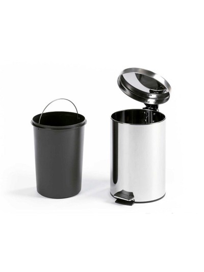 Papelera metalica q-connect con pedal cromada 25x38cm capacidad 12 litros