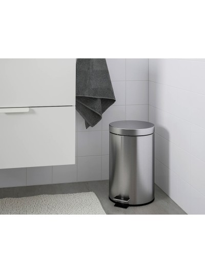 Papelera metalica q-connect con pedal cromada 25x38cm capacidad 12 litros