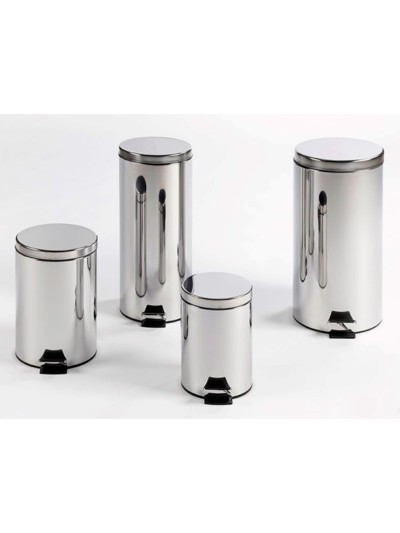 Papelera metalica q-connect con pedal cromada 25x38cm capacidad 12 litros