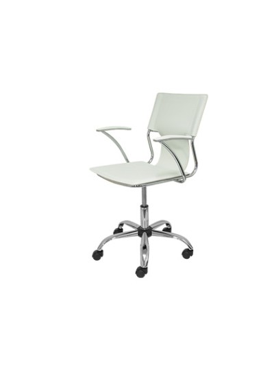 Silla giratoria pyc respaldo medio regulable en altura similpiel blanca 860+90x480x440 mm