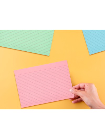 Tarjeta liderpapel para estudiar rayada cartulina de colores 170 gr/m2 100x150mm paquete de 200 unidades
