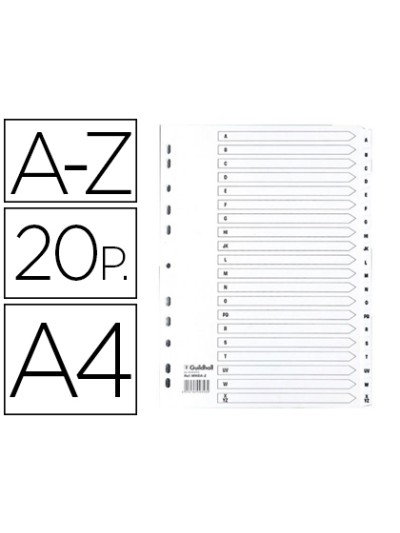 Separador exacompta cartulina blanca a-z juego de 20 separadores din a4 11 taladros