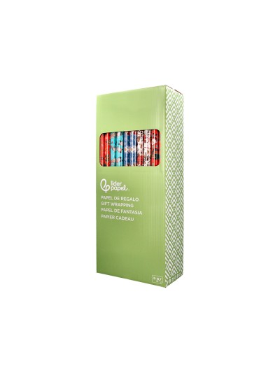 Papel de regalo liderpapel navidad rollo ancho 70 cm longitud 2 mt gramaje 60 gr diseños surtidos c-2024
