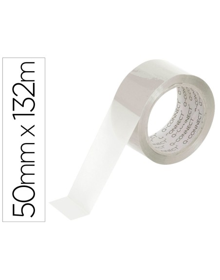 Cinta adhesiva q-connect polipropileno transparente 132 mt x 50 mm para embalaje